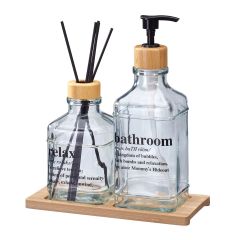 MRSHome Σετ Dispenser & Αρωματικό Χώρου Με Sticks Γυάλινο/Μπαμπού I Διάφανο