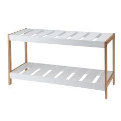 MRSHome Παπουτσοθήκη 2 Επιπέδων Bamboo/Mdf 70x26x36 Εκ. I Natural/White  λευκ