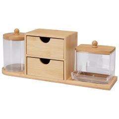 MRSHome Κουτία Καλλυντικών Πλαστικά/Bamboo Σε Βάση 29,5x8x11,3 Εκ.