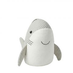 Trends Στοπ Πόρτας ''Καρχαρίας'' Υφασμάτινο Γκρι/Λευκό 15x13x21 Κωδικός: DWIA1010