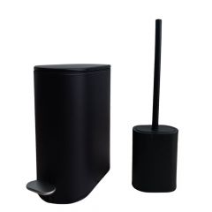 MRSHome Σετ Κάδος Απορριμμάτων Οβάλ 5 Lt Μεταλλικός Και Πιγκάλ I Μαύρος