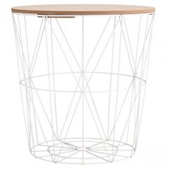 Estia Βοηθητικό Τραπέζι Homely Με Αποθηκευτικό Χώρο Λευκό Ø40x40 Εκ.