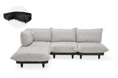Fatboy Paletti - Γωνιακός Καναπές Με Πουφ Από Ύφασμα Olefin 280x190x90 I Mist