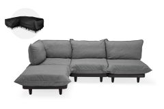 Fatboy Paletti - Γωνιακός Καναπές Με Πουφ Από Ύφασμα Olefin 280x190x90 I Rock Grey 