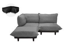 Fatboy Paletti Medium - Γωνιακός Καναπές Με Πουφ Από Ύφασμα Olefin 190x190x90 I Rock Grey 