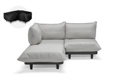 Fatboy Paletti Medium Royal - Γωνιακός Καναπές Αριστερός Με Πουφ Από Ύφασμα Olefin 190x190x90 I Wolf Grey