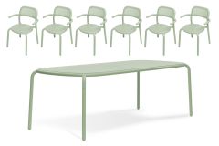 Fatboy Toní - Σετ Τραπέζι 220x99 Εκ. Με 6 Καρεκλοπολυθρόνες Αλουμινίου I Mist Green 