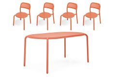 Fatboy Toní Bistreau - Σετ Τραπέζι 160x90 Εκ. Με 4 Καρέκλες Αλουμινίου I Tangerine 