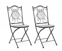 Bizzotto Erice Καρέκλες Εξωτερικού Χώρου Μεταλλικές Μαύρες Σετ 2 Τμχ 38x92