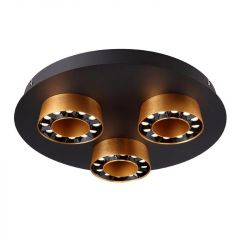 Sunlight Τρίφωτη Πλαφονιέρα Led Μεταλλική Μαύρη/Χρυσή Ø40 GLOSS-C400