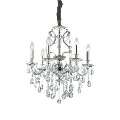 IDEAL LUX 6ΦΩΤΟΣ ΠΟΛΥΕΛΑΙΟΣ ΜΕ ΚΡΥΣΤΑΛΛΑ ΑΣΗΜΙ GIOCONDA SP6 044927
