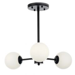 Inlight Τρίφωτο Φωτιστικό Οροφής Γυάλινο/Μεταλλικό Μαύρο 5315-3