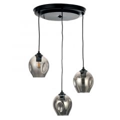 Inlight Τρίφωτο Φωτιστικό Οροφής Γυάλινο Φιμέ/Μαύρο 4474-3