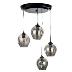 Inlight Τετράφωτο Φωτιστικό Οροφής Γυάλινο Φιμέ/Μαύρο 4474-4