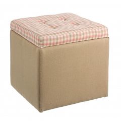 Bizzotto Judy Σκαμπώ-Κουτί Υφασμάτινο Μπεζ-Ροζ 32x32x30