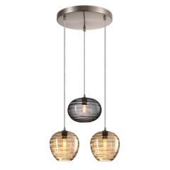 Sunlight Τρίφωτο Φωτιστικό Οροφής Γυάλινο Φιμέ/Μελί Ø40 LINEA-3R-GA