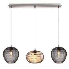 Sunlight Τρίφωτο Φωτιστικό Οροφής Ράγα Γυάλινο Φιμέ/Μελί 90 Εκ. LINEA-3S-GA