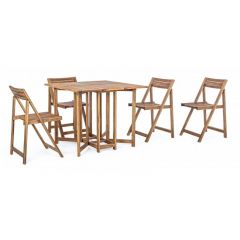 Bizzotto Noemi Σετ Επεκτεινόμενο Τραπέζι Με 4 Καρέκλες Ξύλινο Καφέ 90x33x74