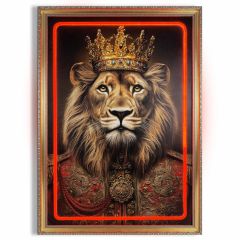 Πίνακας "Crowned Lion" Με Neon LED Φωτισμό 50x70 Εκ.