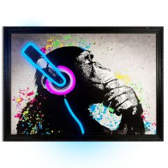 Πίνακας "Chimp Stereo" Με Neon LED Φωτισμό 70x50 Εκ.