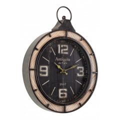 Bizzotto Ticking Ρολόι Τοίχου Αντικέ Μαύρο/Natural 40x6x52