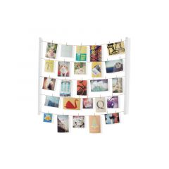 Umbra Κορνίζα Τοίχου 25 Θέσεων Ξύλινη Λευκή Hangit 76,2x3,8x66