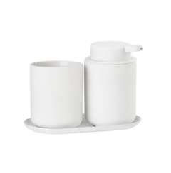 Zone Denmark Σετ Μπάνιου 3 Τμχ Stoneware/Abs 18x9,5x13,5 Εκ. - Ume White
